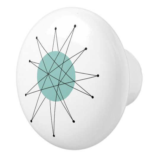 Aqua Blue Franciscan Sternexplosion Mitte Jahrhund Keramikknauf (Rechts)