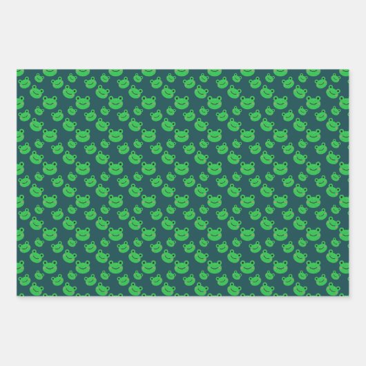 Aqua Blue Frog Pattern Geschenkpapier Set (Vorderseite 3)