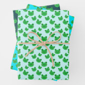 Aqua Blue Frog Pattern Geschenkpapier Set (Beispiel)