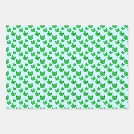 Aqua Blue Frog Pattern Geschenkpapier Set (Vorderseite)