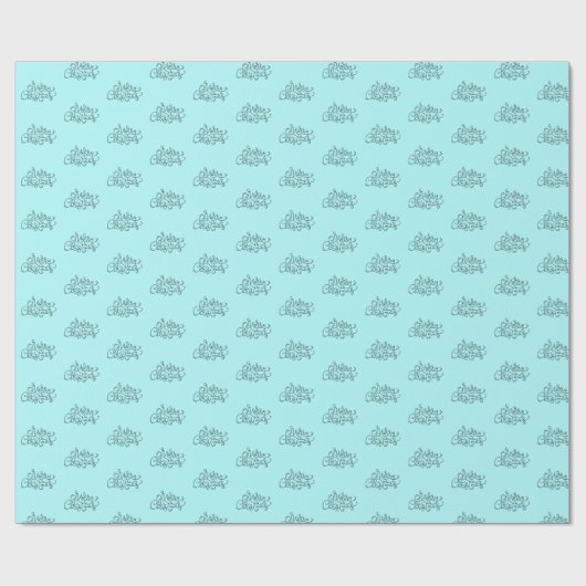 Aqua Blue Frohe Weihnachten Cursive Schriftart Hol Geschenkpapier (Flach)