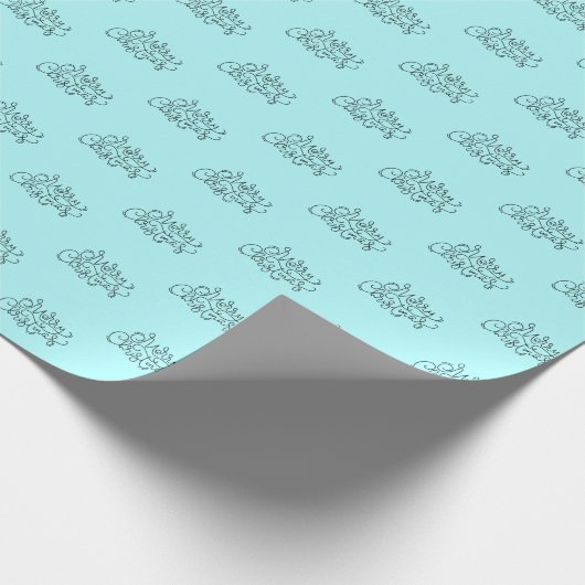 Aqua Blue Frohe Weihnachten Cursive Schriftart Hol Geschenkpapier (Ecke)