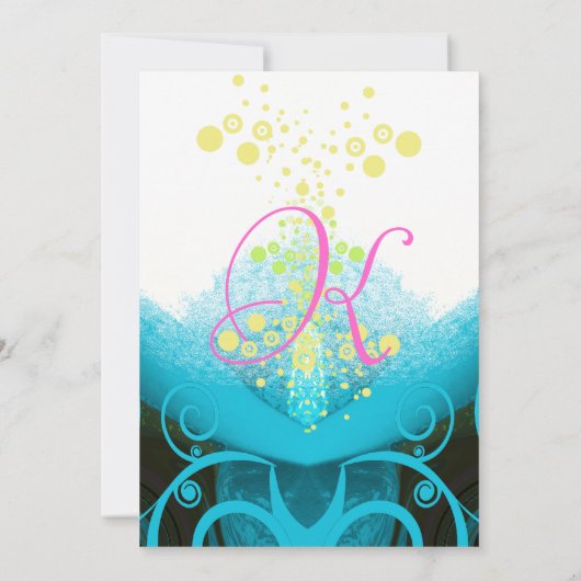 Aqua Blue Fuchsia Calla Lily Blume Einladung (Rückseite)