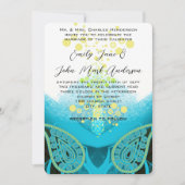 Aqua Blue Fuchsia, Limon Paisley Calla Lily Einladung (Vorderseite)