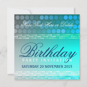 Aqua Blue Funky Dance Party Geburtstag Einladung