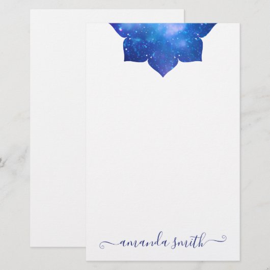 Aqua Blue Galactic Mandala Briefpapier (Vorne/Hinten)