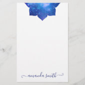 Aqua Blue Galactic Mandala Briefpapier (Vorderseite)