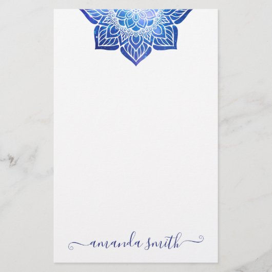 Aqua Blue Galactic Mandala Briefpapier (Vorderseite)
