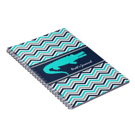 Aqua Blue Gator auf Zickzack Personalisiertem Note Notizblock (Rechte Seite)