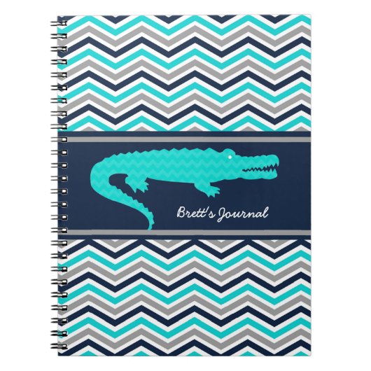 Aqua Blue Gator auf Zickzack Personalisiertem Note Notizblock (Vorderseite)