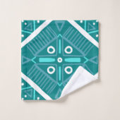 Aqua Blue Geometric Aquamarin Tile Print Muster Badhandtuch Set (Waschlappen)