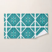 Aqua Blue Geometric Aquamarin Tile Print Muster Badhandtuch Set (Handtuch)
