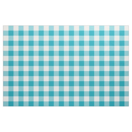 Aqua Blue Gingham Pattern Fabric Stoff (Yard (91,4 cm))