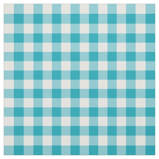 Aqua Blue Gingham Pattern Fabric Stoff (Muster)