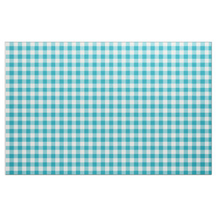 Aqua Blue Gingham Pattern Fabric Stoff