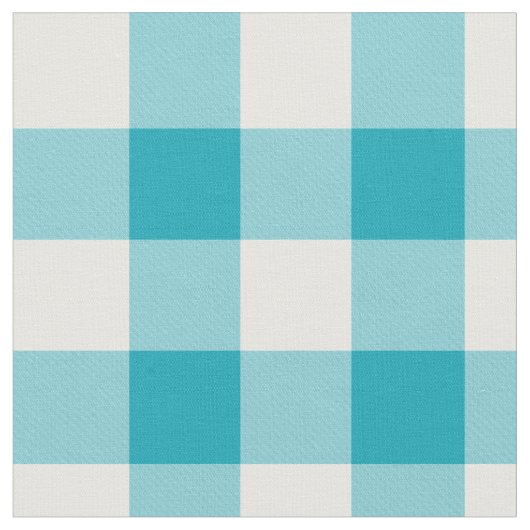 Aqua Blue Gingham Pattern Fabric Stoff (Nahaufnahme)