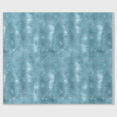 Aqua Blue Glam Glitzer Peacock Feathers Geschenkpapier (Flach)