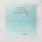 Aqua Blue Glam Glitzer Platzkarte (Außenseite Aufgefaltet)