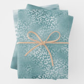 Aqua Blue Glam Leopard Print Geschenkpapier Set (Beispiel)