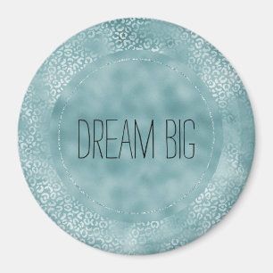 Aqua Blue Glam Leopard Print Magnet