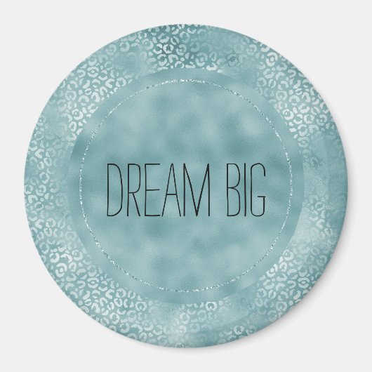 Aqua Blue Glam Leopard Print Magnet (Vorne)
