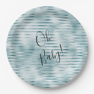Aqua Blue Glam Streifen Pappteller