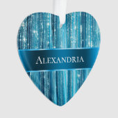 Aqua Blue Glam Tinsel Stripes Ornament (Vorderseite)