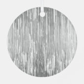 Aqua Blue Glam Tinsel Stripes Ornament Aus Metall (Rückseite)