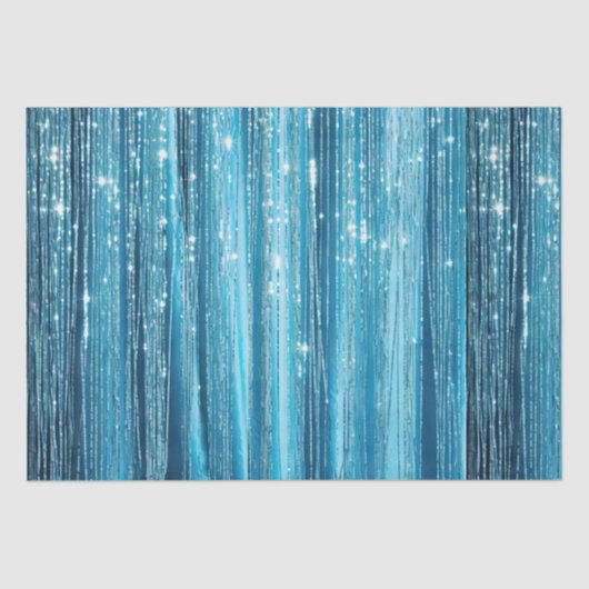 Aqua Blue Glam Tinsel Stripes Seidenpapier (Vorderseite)