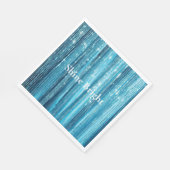 Aqua Blue Glam Tinsel Stripes Serviette (Ecke)