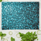 Aqua Blue glänzende Imitate Glitzer Glitzern Geschirrtuch (Gefaltet)