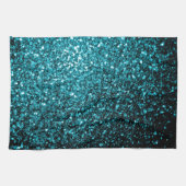 Aqua Blue glänzende Imitate Glitzer Glitzern Geschirrtuch (Horizontal)