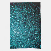 Aqua Blue glänzende Imitate Glitzer Glitzern Geschirrtuch (Vertikal)