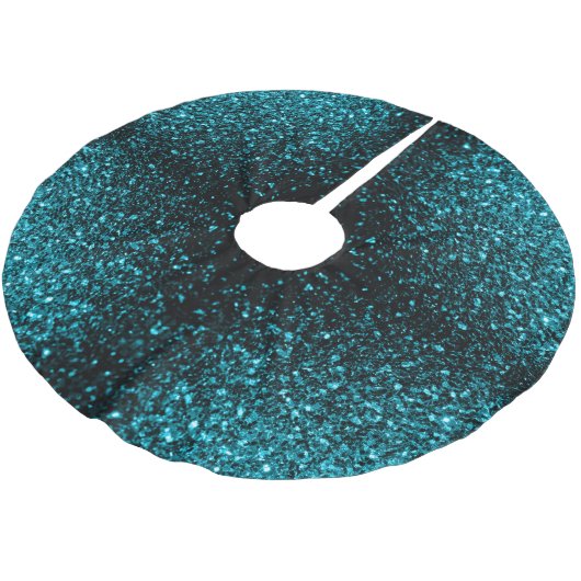 Aqua Blue glänzende Imitate Glitzer Glitzern Polyester Weihnachtsbaumdecke (Schrägansicht)