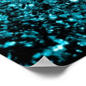 Aqua Blue glänzende Imitate Glitzer Glitzern Poster (Ecke)
