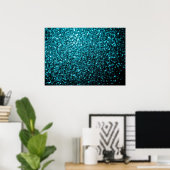 Aqua Blue glänzende Imitate Glitzer Glitzern Poster (Heimbüro)