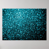 Aqua Blue glänzende Imitate Glitzer Glitzern Poster (Vorne)
