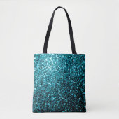 Aqua Blue glänzende Imitate Glitzer Glitzern Tasche (Vorderseite)