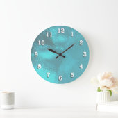 Aqua Blue Glass Look Wall Clock Große Wanduhr (Zuhause)