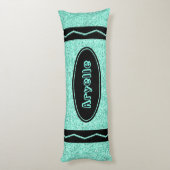 Aqua Blue Glitzer Crayon Individuelle Name Kissen (Rückseite (Vertikal))