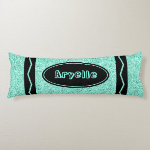 Aqua Blue Glitzer Crayon Individuelle Name Kissen