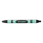 Aqua Blue Glitzer Crayon Individuelle Name Push Pe Kugelschreiber (Vorderseite)
