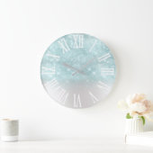 Aqua Blue Glitzer Effekt Weißer Park Girl Geschenk Große Wanduhr (Zuhause)