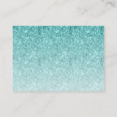 Aqua Blue Glitzer Extravagante Skriptdetails Begleitkarte (Rückseite)
