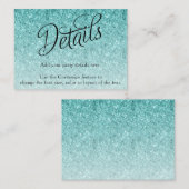 Aqua Blue Glitzer Extravagante Skriptdetails Begleitkarte (Vorne/Hinten)