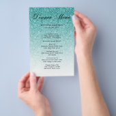 Aqua Blue Glitzer Glam Party Menu Flyer (Handgriff)