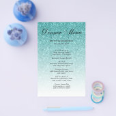 Aqua Blue Glitzer Glam Party Menu Flyer (Einzeln)
