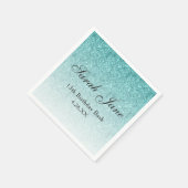 Aqua Blue Glitzer Glam Personalisiert Serviette (Ecke)