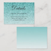 Aqua Blue Glitzer Glam Umschließungskarte Begleitkarte (Vorne/Hinten)