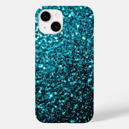 Aqua Blue Glitzer Glitzern Case-Mate iPhone Hülle (Rückseite)
